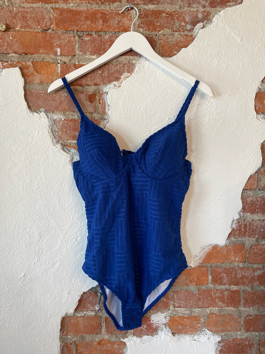Blue Textured Swimsuit