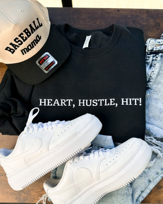 Heart Hustle Hit Embroidered Sweatshirt