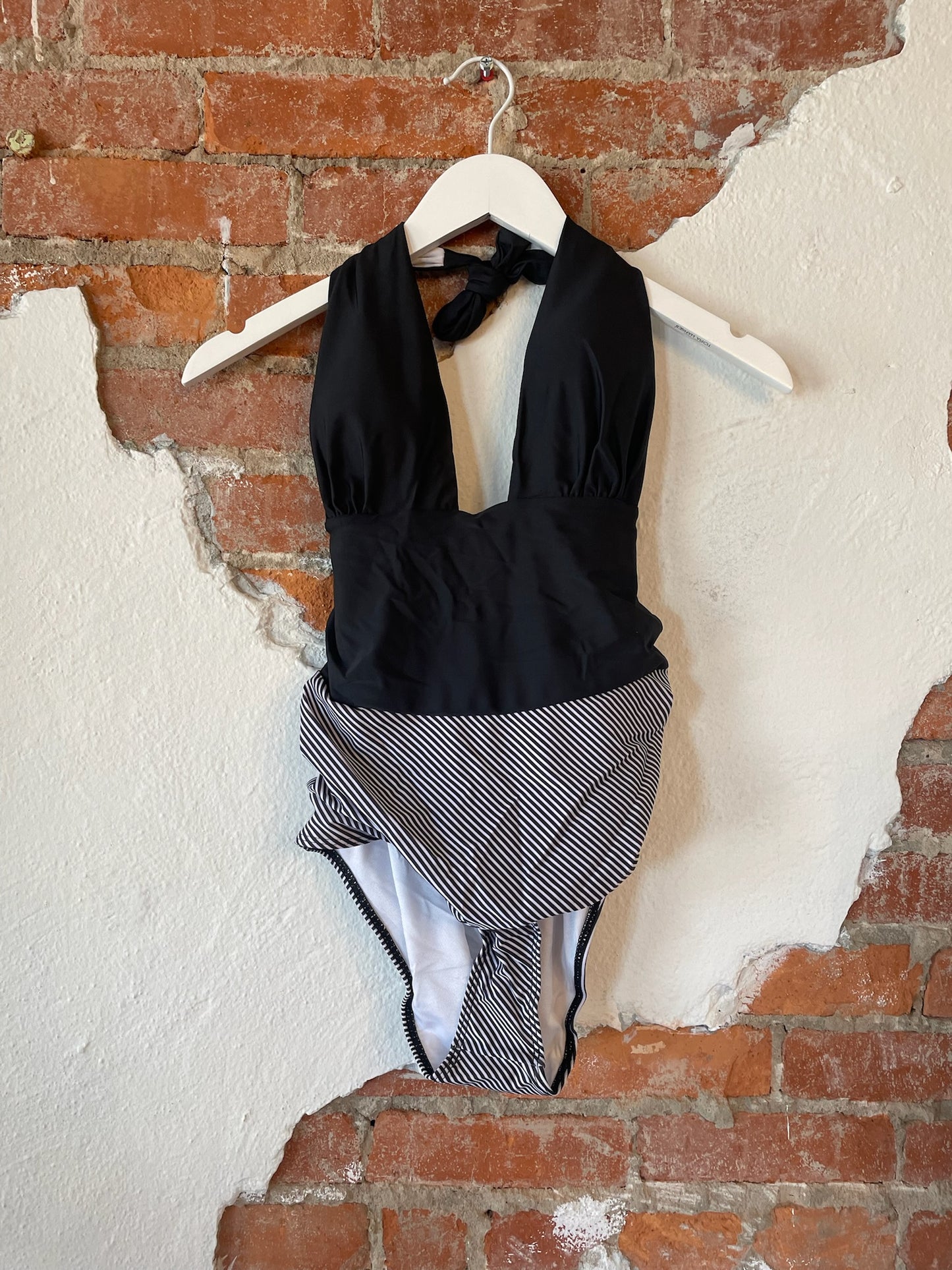 Black Striped Swimsuit
