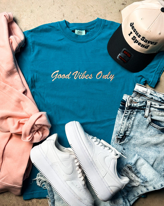 Good Vibes Only Embroidery Tee