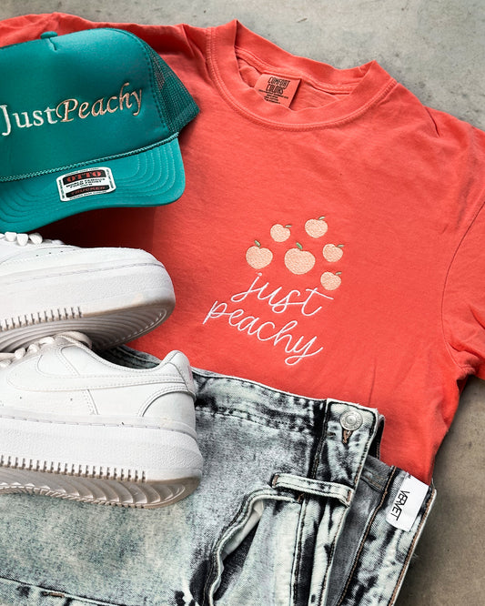 Just Peachy Embroidery Graphic Tee