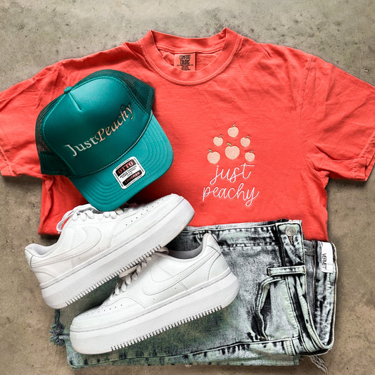 Just Peachy Embroidery Graphic Tee