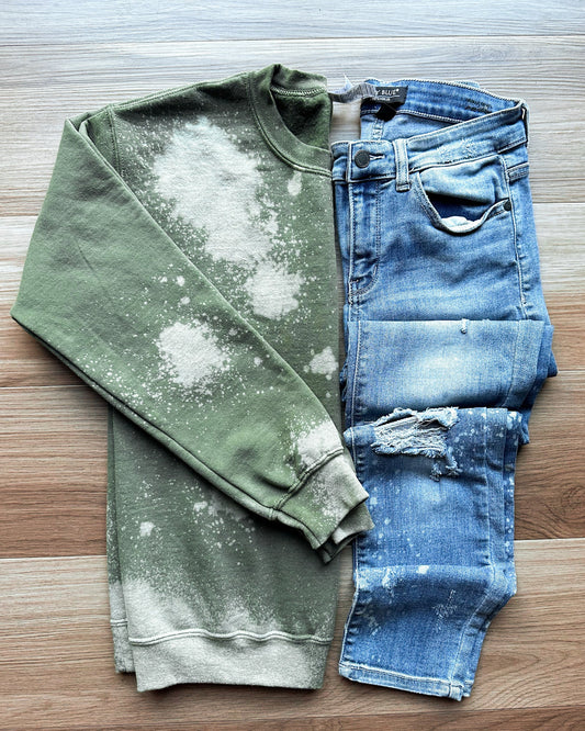 Bleached Military Green Sweatshirt
