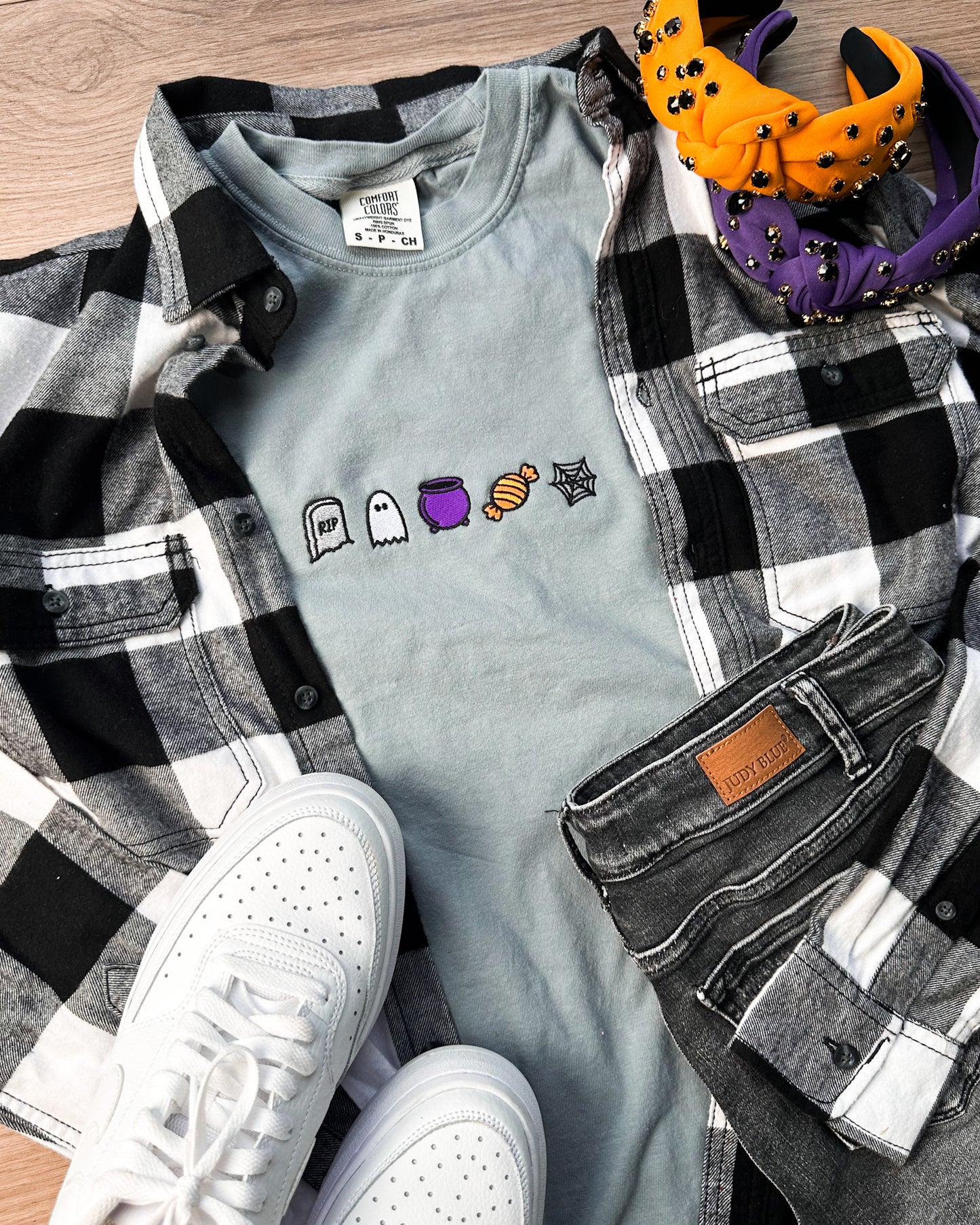 Halloween Doodle Embroidery Graphic Tee