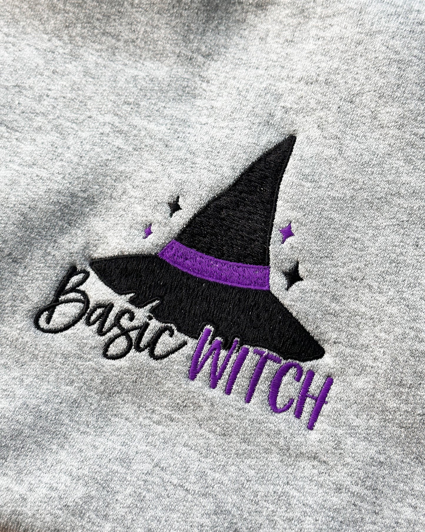 Basic Witch Embroidery Graphic Sweatshirt