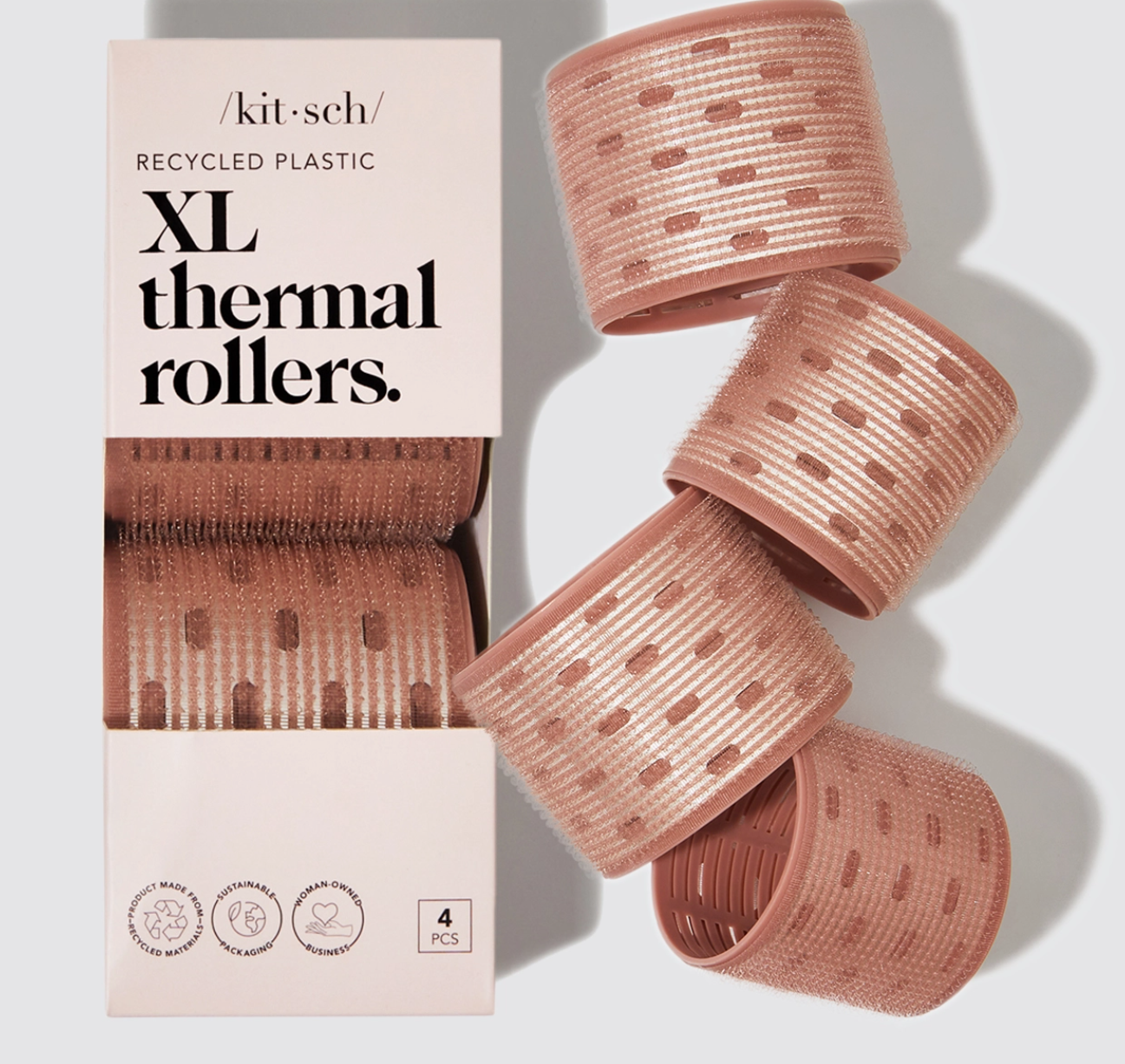 Plastic Xl Thermal Rollers 4pc Set - Terracotta