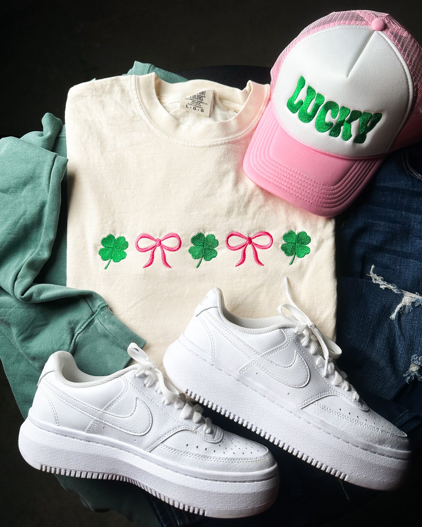 Clover Bow Embroidery Graphic Tee