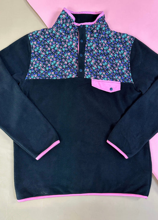 Floral 1/4 Button Fleece Jacket