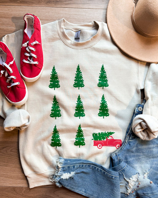 Tree Truck Christmas Graphic Sweatshirt