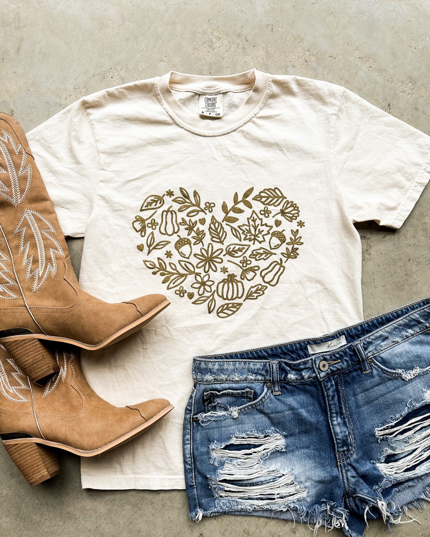 Fall Gold Heart Comfort Colors Graphic Tee