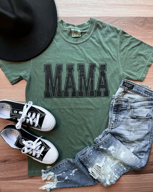 Mama Distressed Moss Graphic Tee