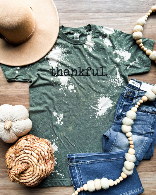 Thankful Type Font Bleached Tee